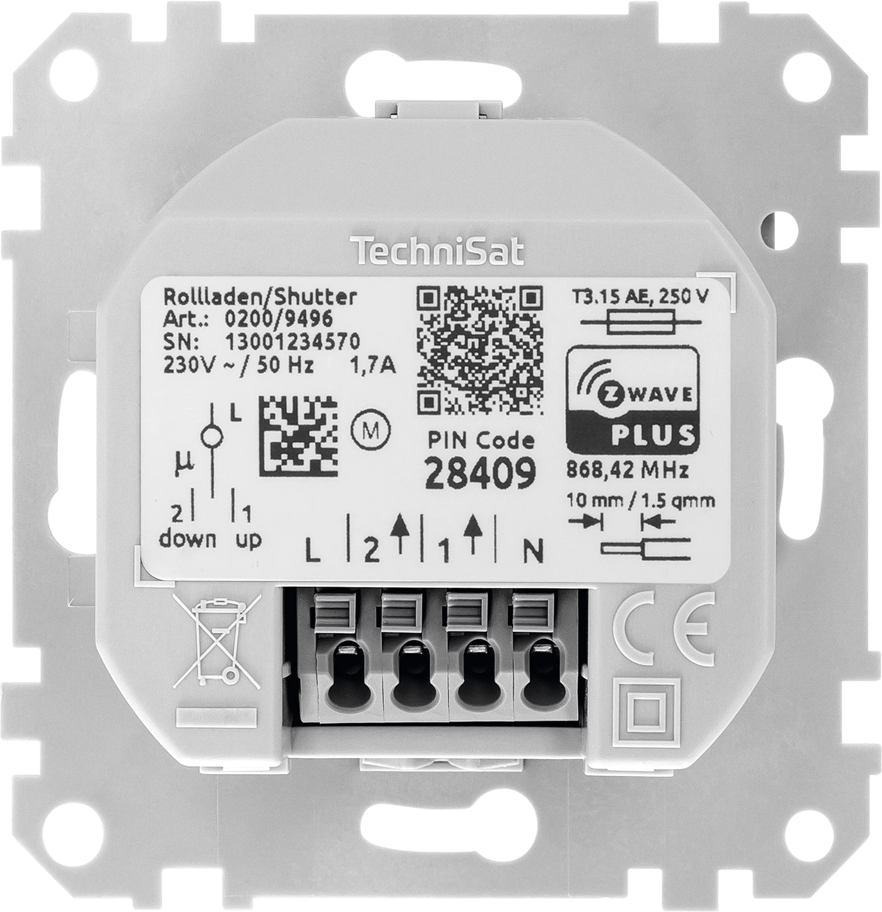 Roller shutter flush mount, comp. Merten Frontal, Rück