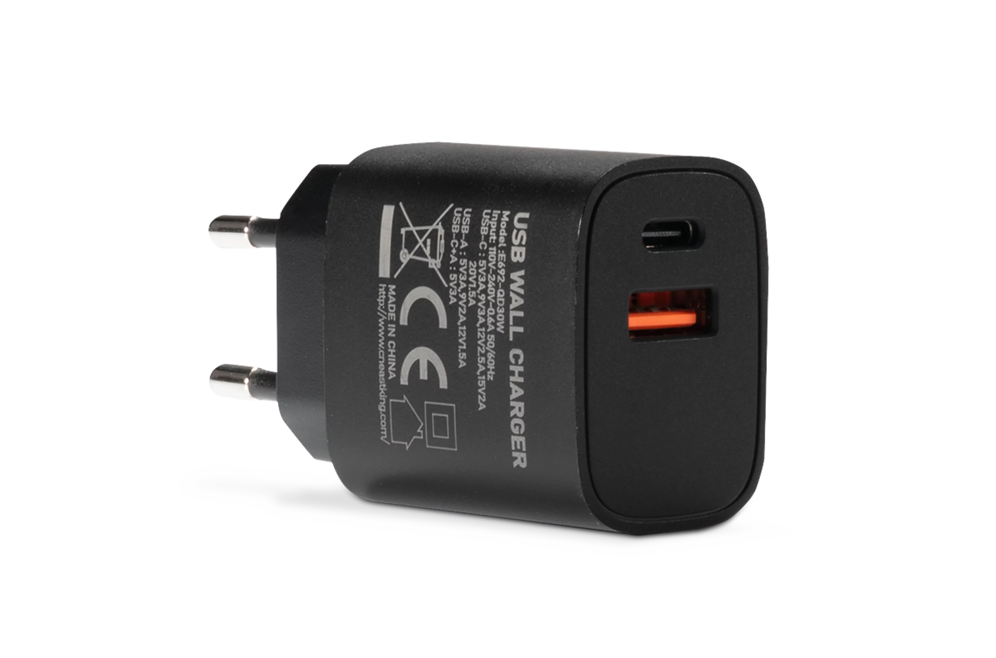 USB-C power supply unit, black Schräg, Rechts