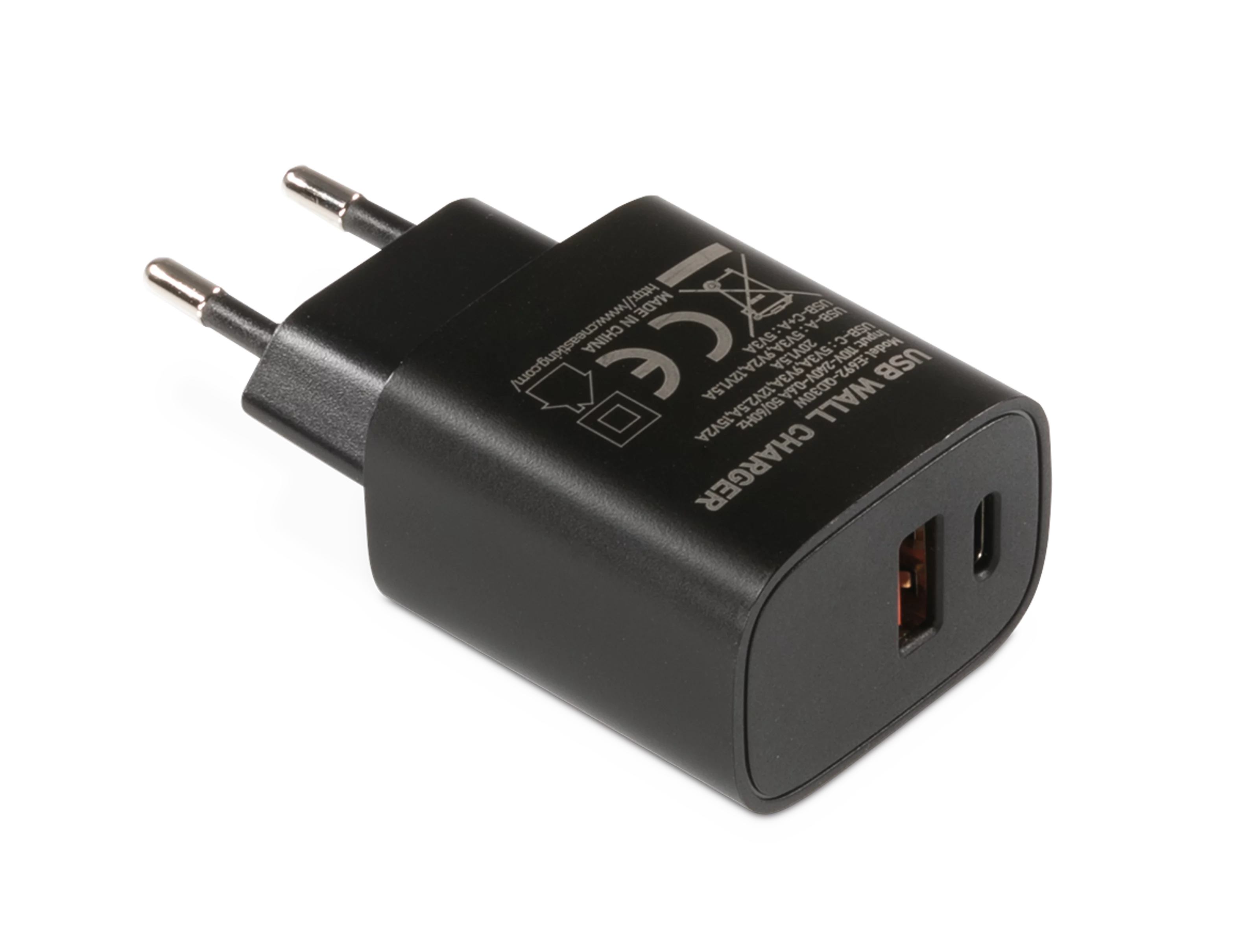 USB-C power supply unit, black Schräg, Rechts