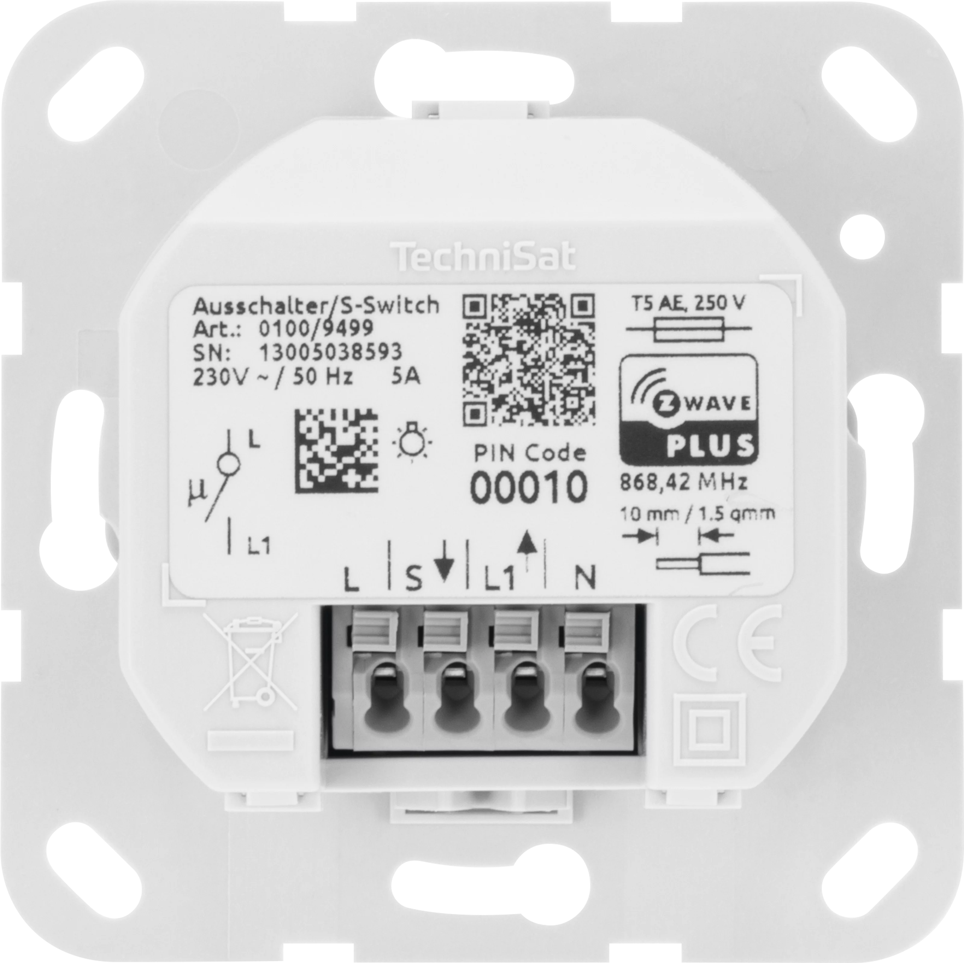 Podtynkowy sterownik światła, pojedynczy, kompatybilny z Gira Frontal, Rück