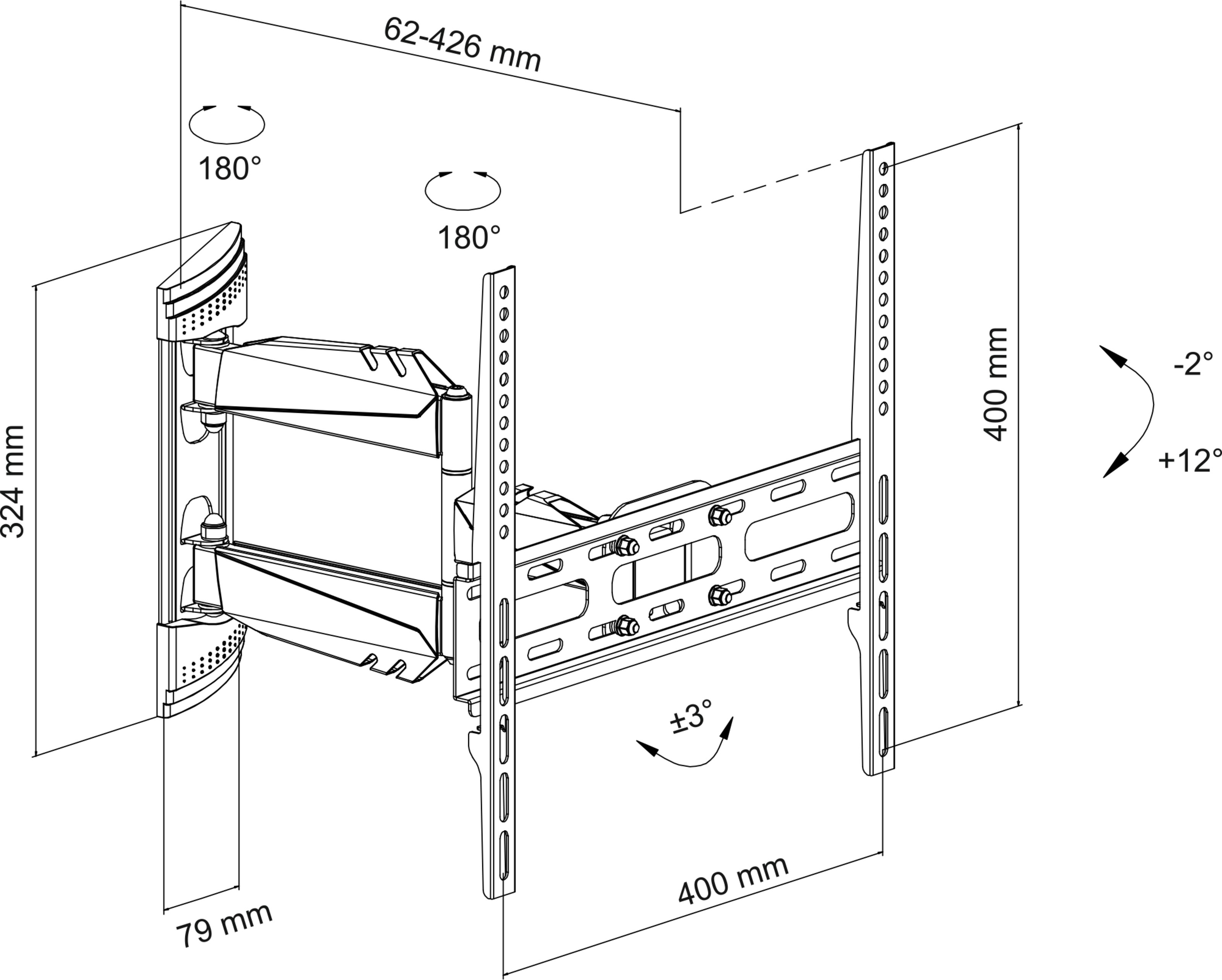 TECHNIMOUNT FLEX EASY Technische Zeichnung, Gesamt