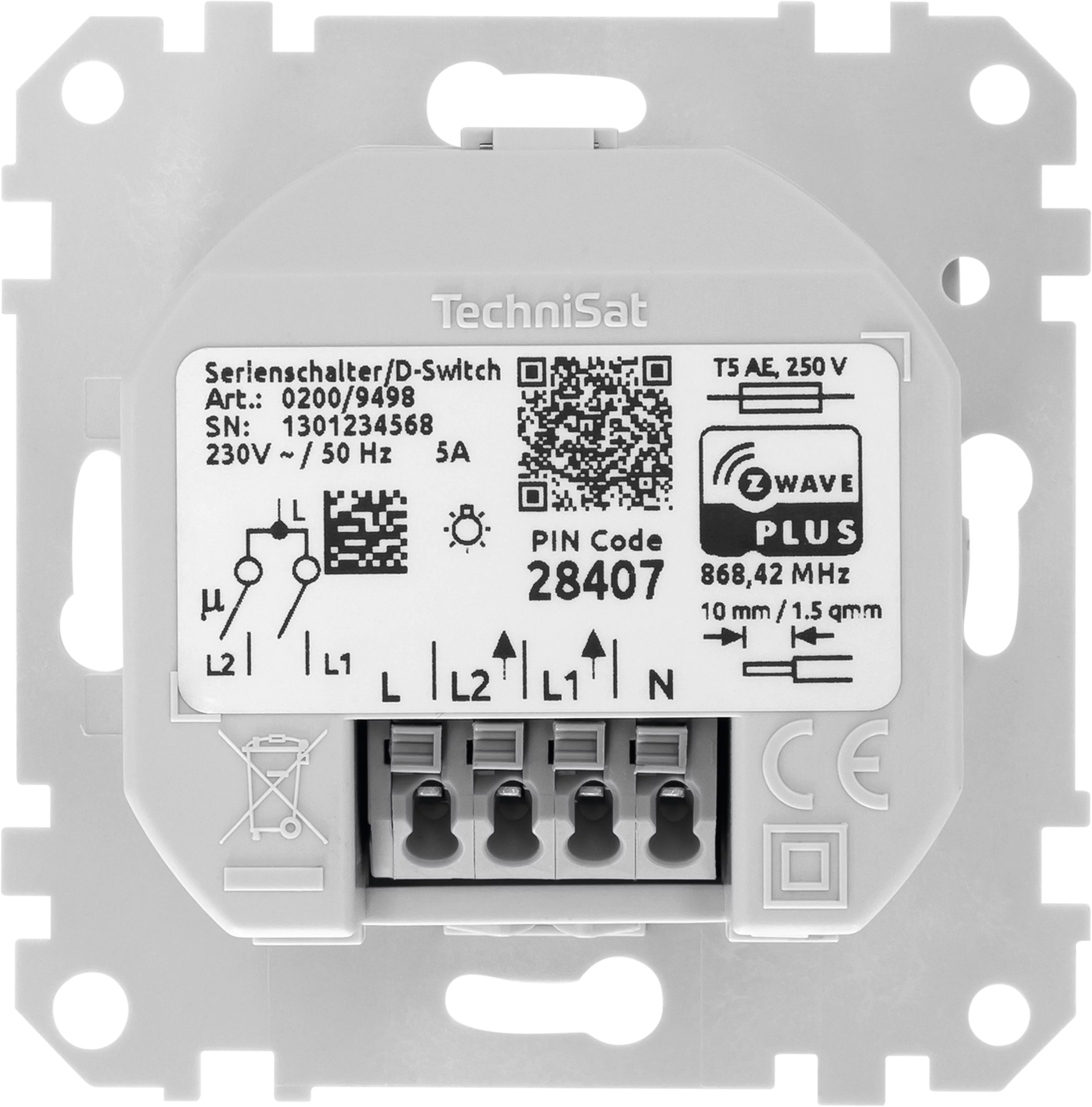Podtynkowy sterownik światła, podwójny, kompatybilny z Merten Frontal, Rück