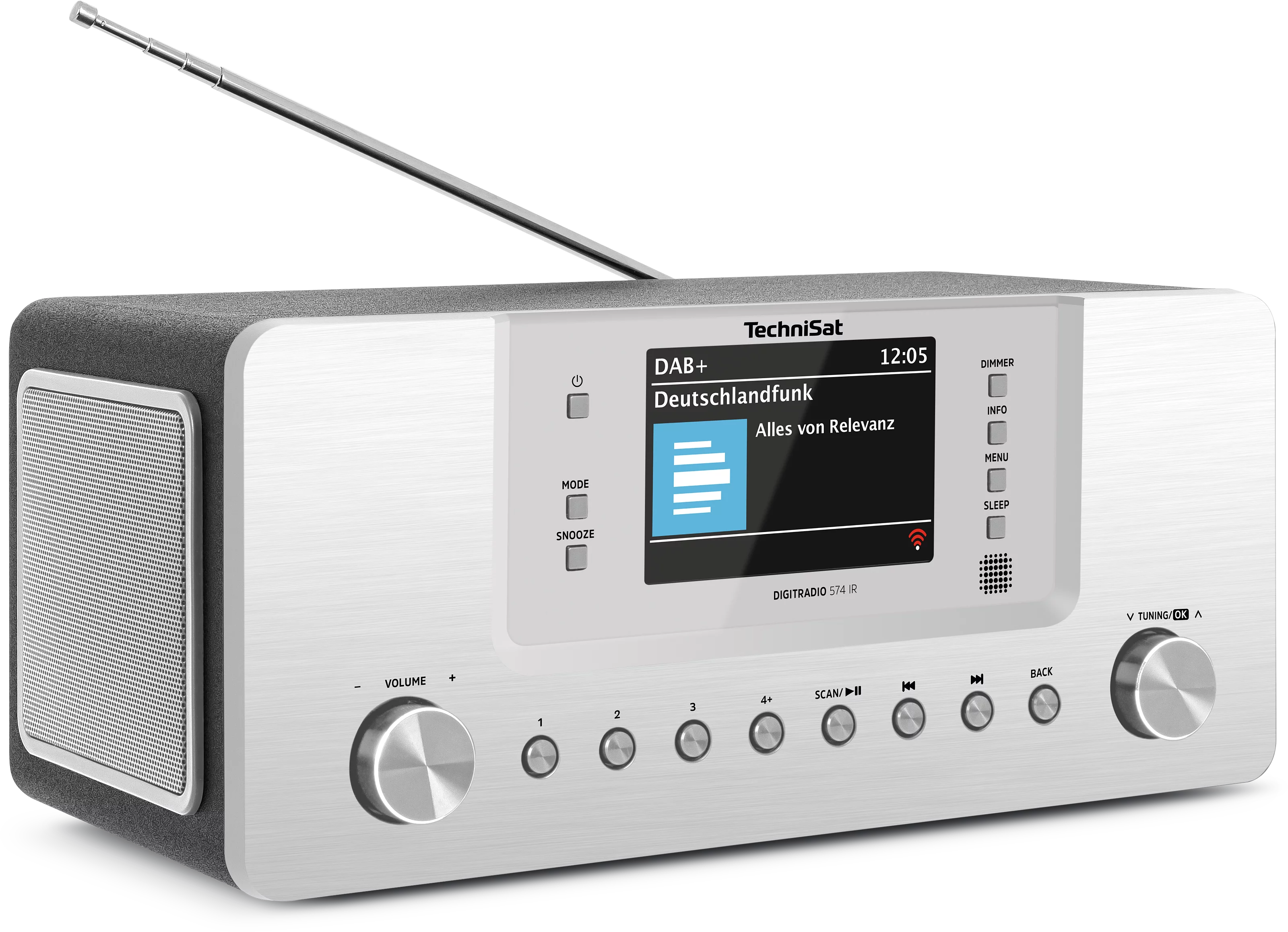 DIGITRADIO 574 IR, silver Schräg, Rechts