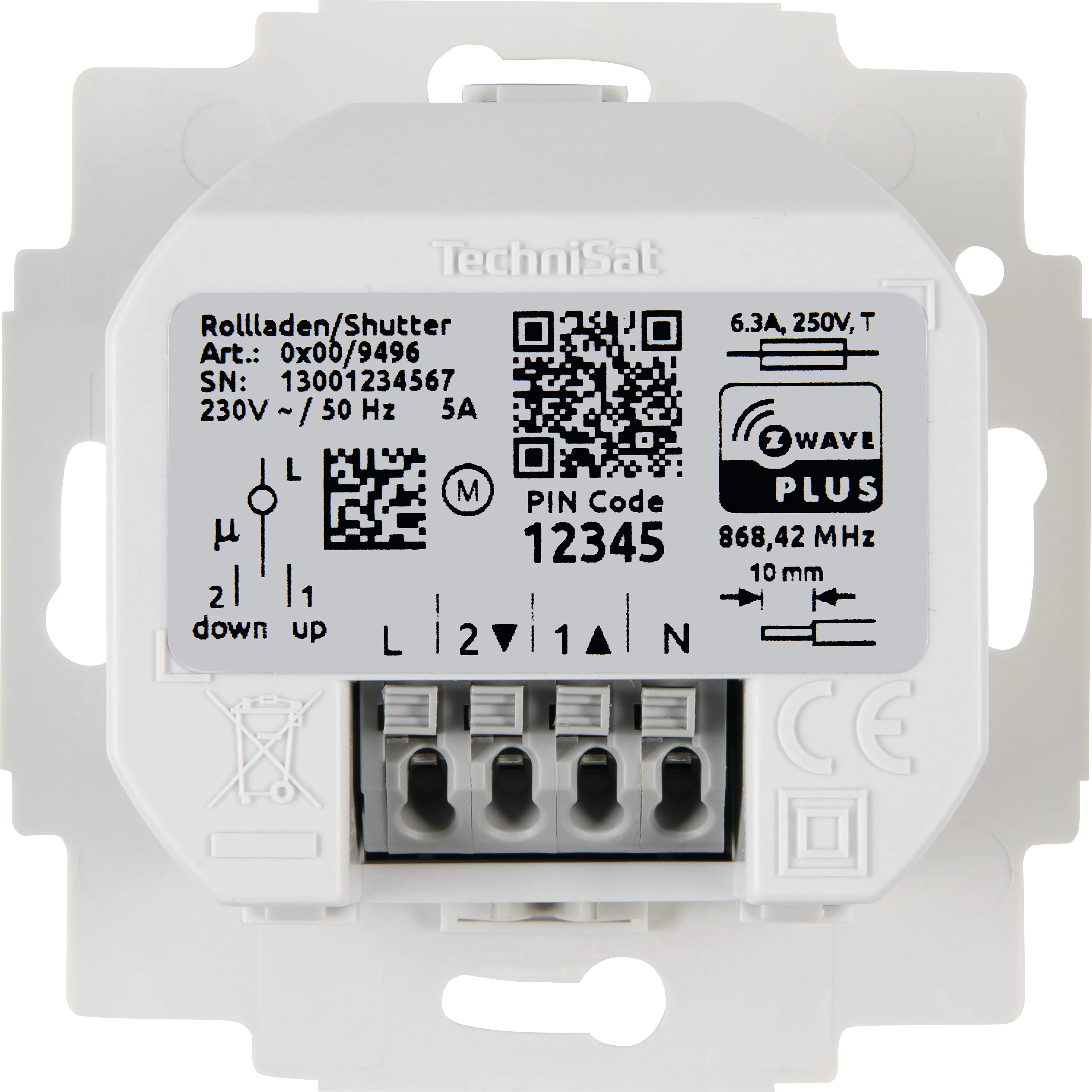 Podtynkowy sterownik rolet, kompatybilny z Busch-Jaeger Frontal, Rück