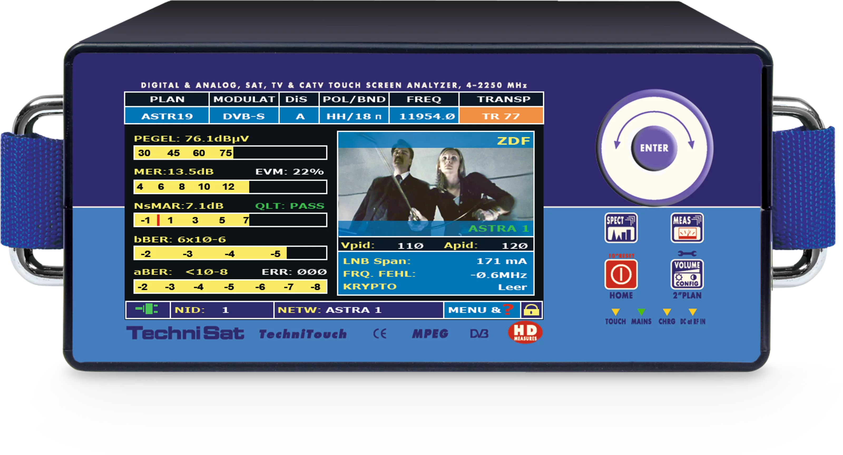 TechniTouch (profesjonalny miernik z dotykowym ekranem) Frontal, Front