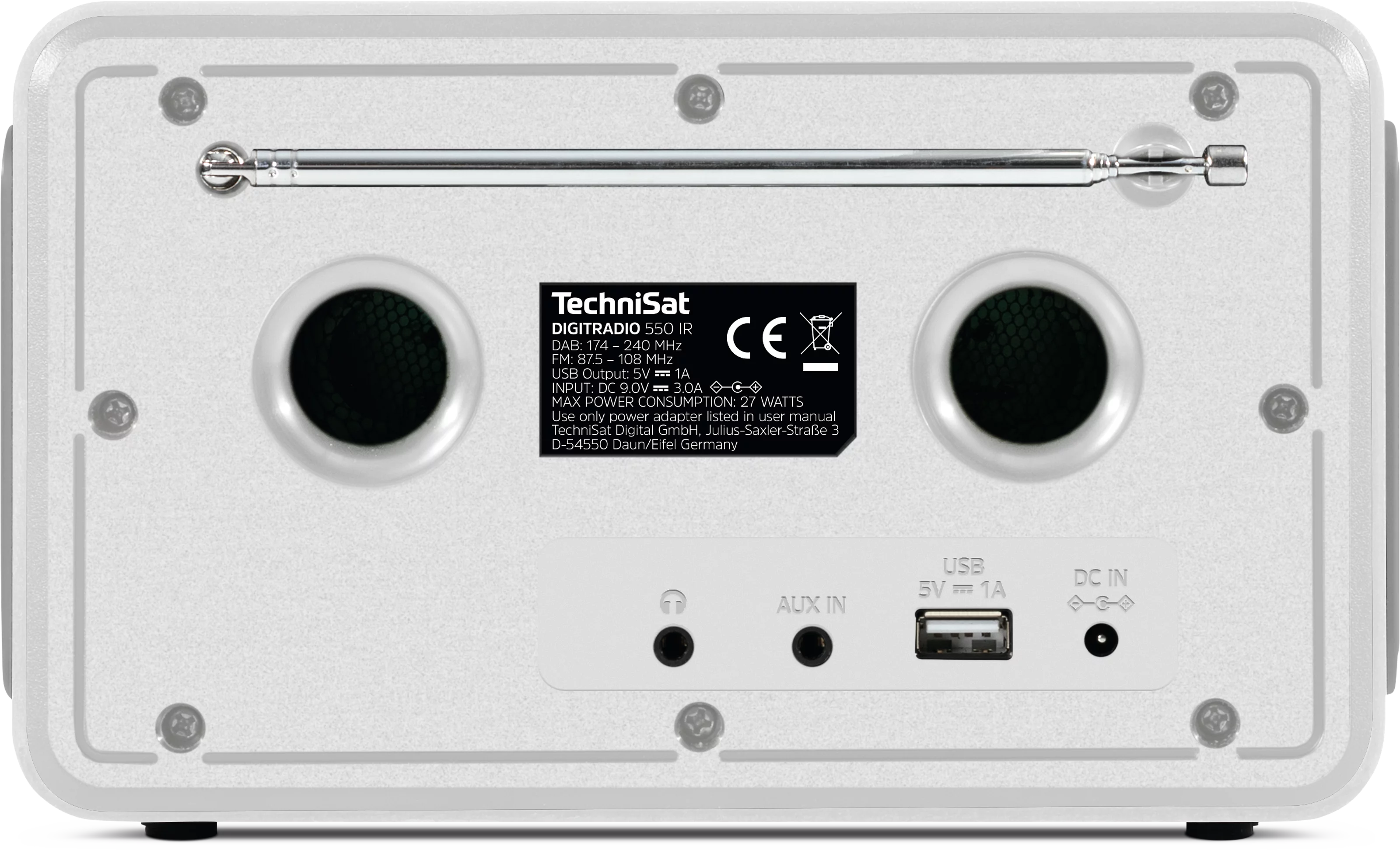 DIGITRADIO 550 IR, white Frontal, Rück