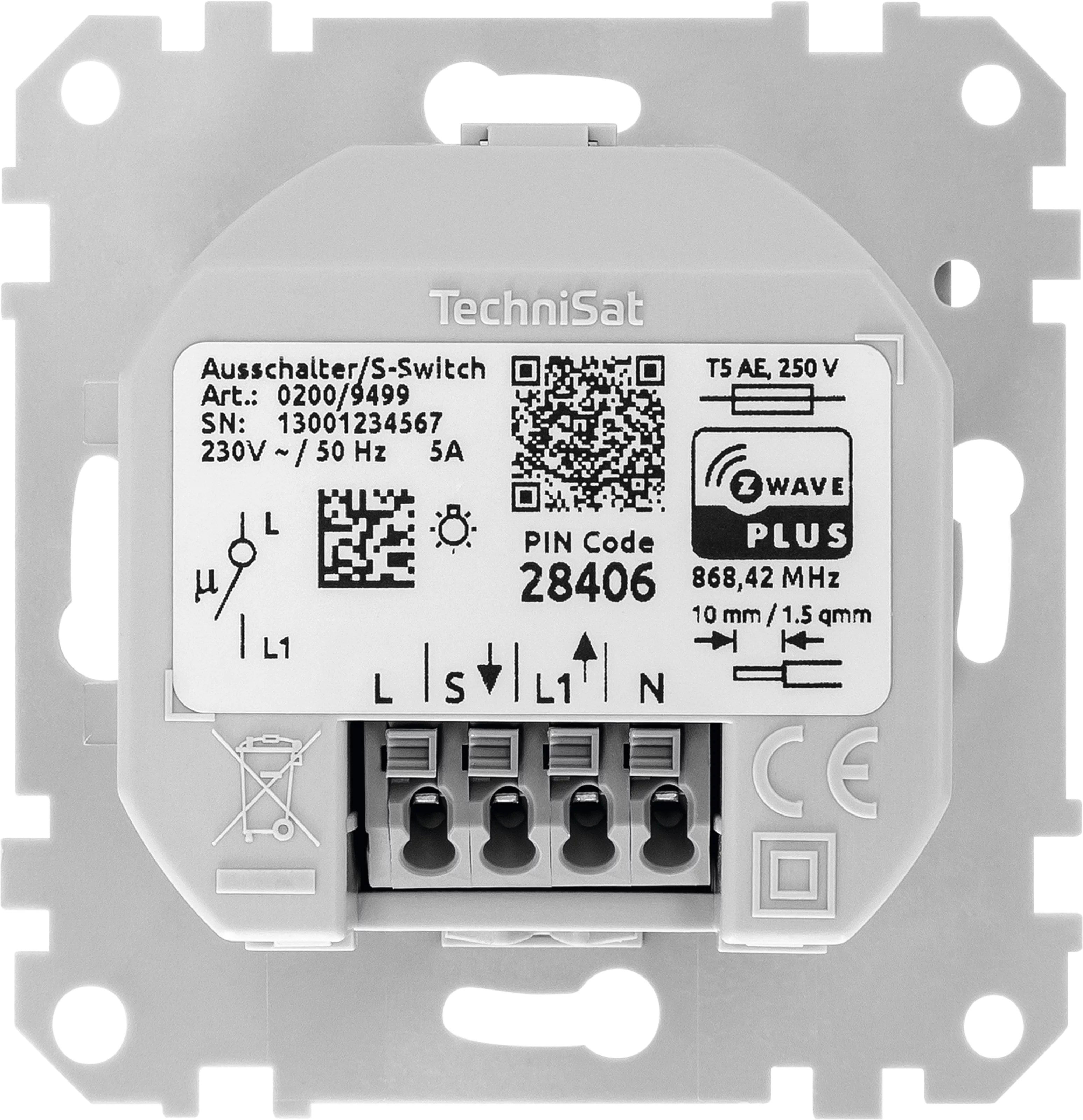 Podtynkowy sterownik światła, pojedynczy, kompatybilny z Merten Frontal, Rück