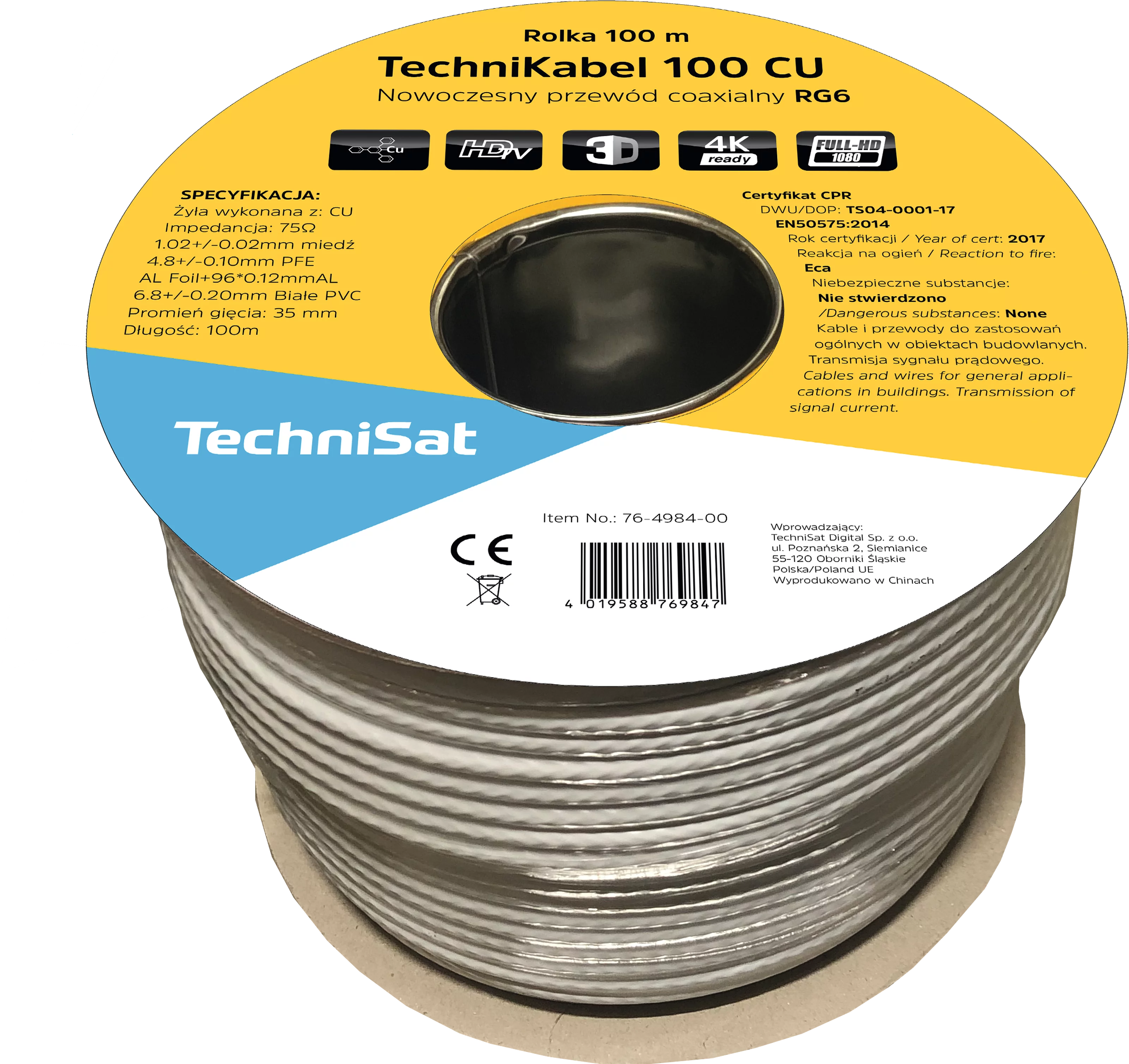 TECHNIKABEL 100 CU Schräg, Links