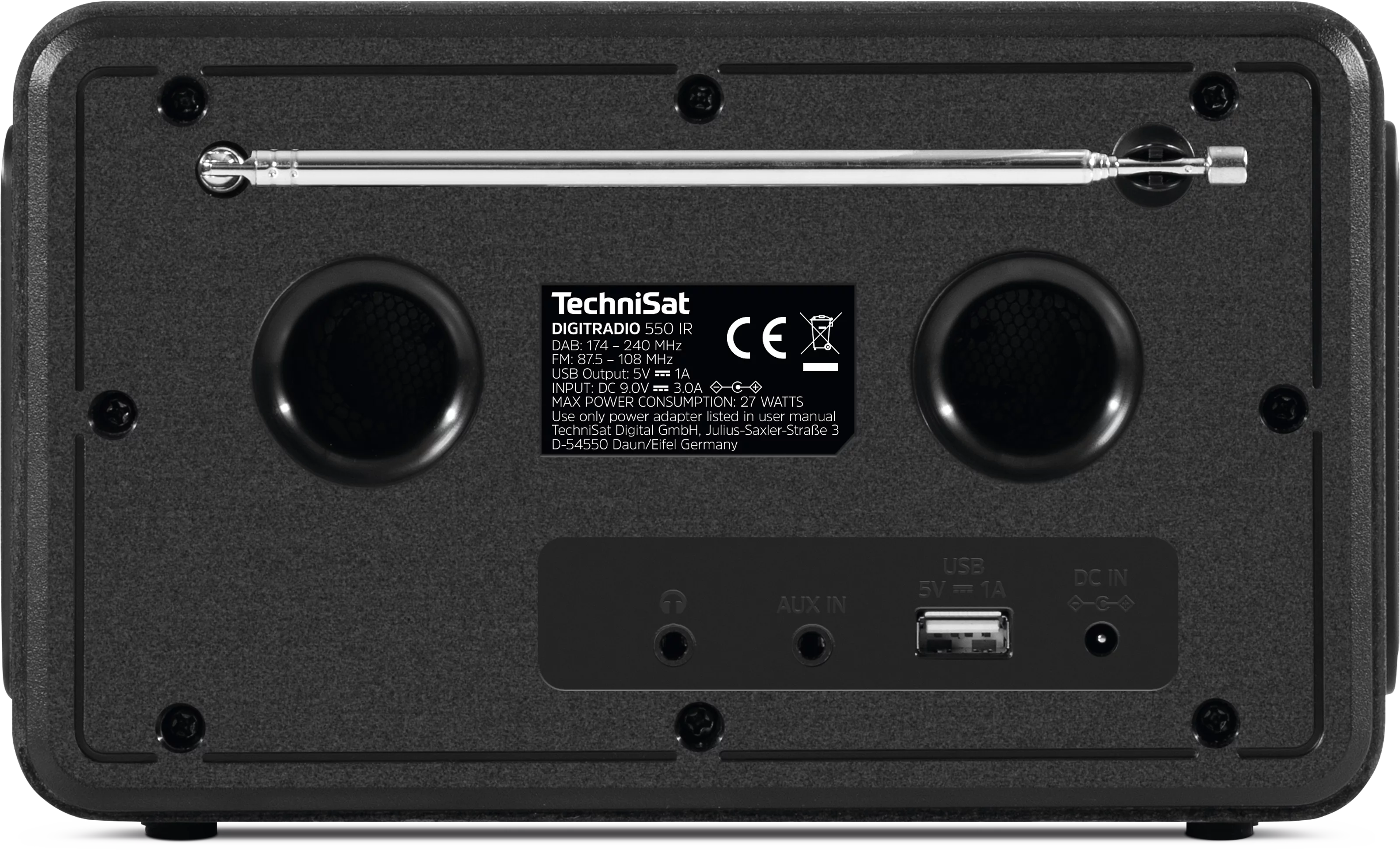 DIGITRADIO 550 IR, black Frontal, Rück